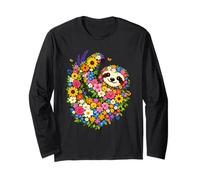 Wildflowers Sloth Flower Gardening Floral Long Sleeve T-Shirt