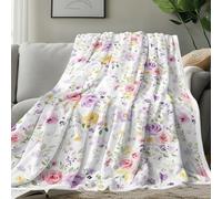 Wildflowers Throw Blanket Botanical Plant Floral Blanket Super Soft Flannel Throw Blankets Lightweight Fluffy Plush Fuzzy Bed Blankets for Bedding Sofa and Travel 50"X60", Pink
