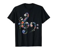 Wildflowers Treble Clef Flower Musical Note Music Value Graphic T-Shirt, Men, Black, M