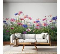 Wildflowers Wallpaper for Living Room, Nature Flower Botanical Wall Mural for Bedroom, Non-Woven Photo Wallpaper Home Decor 300X210cm, Wall Decoration D17