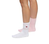 Wildfox Women's Deanna Mid-Crew Summer Fruit Pilates Sock with Non-Slip Grip, 2-Pack, Strawberry Cream, One Size (Pack of 2)