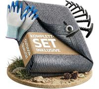 WILDGÅRD® Outdoor Rug - blue/grey - various sizes - 300x300cm - Awning rug for camping/caravans/motorhomes + carry bag, gardening gloves & 8x T-pegs