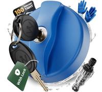 WILDGÅRD® Water Tank lid Lockable for Water Filling Nipples on motorhomes/caravans, Cap with 2 Keys - Blue - 78mm Diameter +Plus: Water Filter & External Thread Adapter