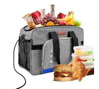 WILDGEEK 16 Quarts 12 Volt Portable Iceless Car Electric Cooler Bag USB 15L AC/DC Cool and Heat Thermal Plug in Compatible Mini Cooler Warmer All Season Trucker Fridge Long Haul Drivers (16QT(Gray))