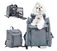 Wildgogo Expandable Pet Carrier, Airline-Approved Foldable and Detachable Backpack, Fits 13lbs Cat&11lbs Small Puppy Dog, for Car Travel,Camping and Emergency Transportation and Shelter (Grey)