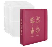 WILDGOOSE Seed Storage Organizer Binder - Seed Packet Organizer with 50 Pack Sheet Protectors That Stores 200 Seed Envelopes. (Raspberry)