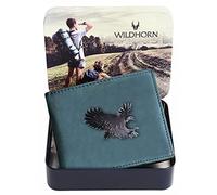 WildHorn Falcon Hunter Leather Wallet for Men, Blue, One Size, Classic