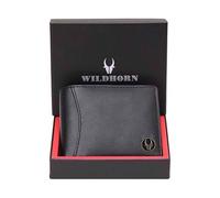 WILDHORN Top Grain Leather Wallet for Men I 9 Card Slots I 2 Currency & 2 Secret Compartments I 1 Zipper & 3 ID Card Slots… (Black)