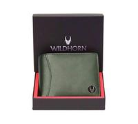 WILDHORN Top Grain Leather Wallet for Men I 9 Card Slots I 2 Currency & 2 Secret Compartments I 1 Zipper & 3 ID Card Slots… (Green)