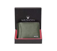 WildHorn unisex-adult Leather Wallet for Men Bi-Fold Wallet, GREEN, 4.5 x 3.7 x 0.7 inches, Classic