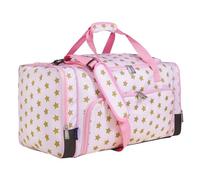 Wildkin Kids Weekender Duffel Bag - Carry-On Size for School, Travel, & Sleepovers, Pink and Gold Stars, One Size, Kids Soft Duffel Bag