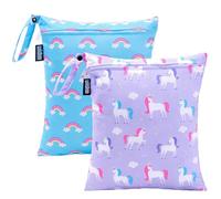 Wildkin Wet Bag Set for Boys, & Girls - Durable Zipper with Snap Loop Handle, Reusable Water-Resistant Bags for Beach, Pool, Travel & Gym - Unicorn