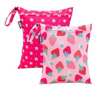 Wildkin Wet Bag Set for Boys, & Girls - Durable Zipper with Snap Loop Handle, Reusable Waterproof Bags for Beach, Pool, Travel & Gym (Strawberry Patch)