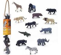 MOJO - African Wildlife Mini Worlds Tube Playset 12pc Lions, Giraffe, Gorilla, Panther, Rhino, Elephant, Zebra, Tiger, Hippo, Bull, Bear | Wildlife Collection | Designed in UK