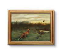 Wildlife and Birds Vintage Fox Wall Art 12x16Inch Gold Framed Canvas Print