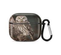 Wildlife Animal Owl Bluetooth Earbuds Case Cover Full Body Shockproof Protection Hard Case Support Wireless Charging with Keychain Personalized Gift for AirPods 3