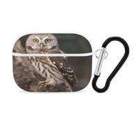 Wildlife Animal Owl Earbuds Organizer Shockproof Protective Airpods Pro Cover with Carabiner Clip Anti Fall Carrying Earphone Case Cover for Airpods Pro 2nd Generation White