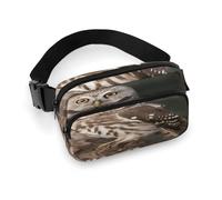 Wildlife Animal Owl Fanny Pack Belt Bag with Adjustable Strap Fashion Waist Bag for Outdoor Sports Hiking, white, 20x13cm, Full Printed Waist Bag
