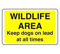 Wildlife Area Keep Dogs On Lead At All Times - safety sign- 3mm Aluminum Dibond for indoor/outdoor usage (300mm x 200mm) 7m Viewing Distance.