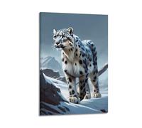 Wildlife Artwork Poster Snow Leopard Decorative Canvas Wall & Art Poster Painting 24x36inch(60x90cm)