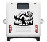 Wildlife Bear Wall Stickers Home Decor Car Art Sun Vinyl Decal Personalized Motorhome Mountains Adventure Self-Adhesive Landscape (Standard Gloss Vinyl, 58x77 cm)