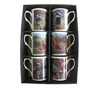Wildlife Bone China Mugs - Set of 6 Gift Boxed 10oz China Mugs Badger, Fox and Hedgehog