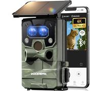 Wildlife Camera WiFi Bluetooth 4K 60MP, Starlight Dual Lens Solar Trail Camera with Night Vision Motion Activated, IP66 Waterproof Built-in Battery Rechargeable Power Trail Cam for Garden Monitoring
