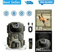 Wildlife Camera with Night Vision Motion Activated, HD Trail Camera with 940n...