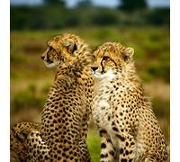 Wildlife Cheetah Greeting Card Square - Gift Idea Special Occasion Blank Inside with Envelope Premium Unique Design Quality Included UK Designed Thoughtful