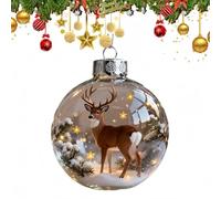 Wildlife Collection Crystal Glass Ornament,Christmas Tree Decorations,Animals Christmas Tree Hanging Ornament,Glass Bauble Hanging Ornaments with Sparkling Star Accents,for Chr/istmas Tre/e(Elk)