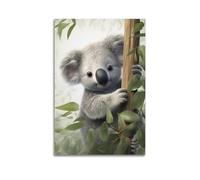 Wildlife Conservation Poster Koala Climbing Eucalyptus Tree Australia Nature Scenery Decorative Canvas Family Bedroom Artwork Picture Painting 12x18inch(30x45cm)