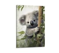 Wildlife Conservation Poster Koala Climbing Eucalyptus Tree Australia Nature Scenery Decorative Canvas Family Bedroom Artwork Picture Painting 12x18inch(30x45cm)