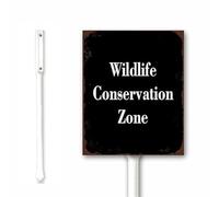 Wildlife Conservation Zone Black Yard Sign With Stake, Rustic Lawn & Garden Sign 18x22cm Strong and Sturdy Aluminum Sign,Weatherproof, Easy to install, Outdoor Use