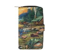 Wildlife Deer Bear Eagle Fashion Wallet Credit Card Holder Slim Coin Pocket Purse Handheld Phone Bags for Women Men 8×4.5×1.5 Inches