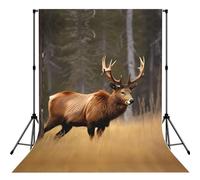 Wildlife Deer Bear Elk Print 5×7ft Photo Backdrop, Seamless Background Cloth for Studio and Portrait Photography(No Stand)
