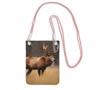 Wildlife Deer Bear Elk Print Cell Phone Bag Use for Running Walking Hiking and Biking, Mini Crossbody Bag with Wristlet Strap, Pink, One Size