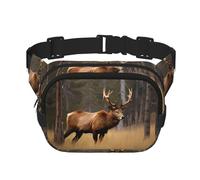 Wildlife Deer Bear Elk print Fanny Pack Purse with Adjustable Strap Square Double Layer Waist Bag Belt Unisex Everywhere