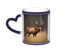 Wildlife Deer Bear Elk Print Thermal Color Changing Mug, Ceramic Coffee Cup, Magic Mug for Home Office Cafe
