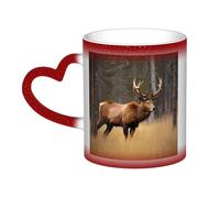 Wildlife Deer Bear Elk Print Thermal Color Changing Mug, Ceramic Coffee Cup, Magic Mug for Home Office Cafe