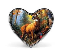Wildlife Deer Forests Badge Heart Shape Cute Brooch Pins Button Badges for Backpack Jackets Hats Decor