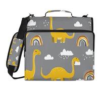 Wildlife Dino Rainbow Gray 3 Ringing 1.5 inch Organizer Binder with Shoulder Strap & Handle Includes Zip Pocket Portable Portfolio for School and Office Gestor de carpetas de Office