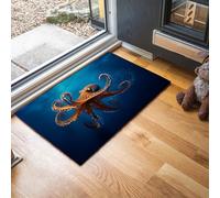 Wildlife Door Mat 60 x 90 cm - Machine Washable Mat Super Soft Non Slip Doormat Indoor Outdoor Elegant Octopus Absorbent Floor Mats Heavy Duty Entrance Rug, Dark Blue