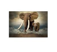 Wildlife Elephant Baby Elephant in The Sea And Shore Poster Poster Vintage Art, Wall Canvas, Decoration Aesthetic, Living Room, Kids Room Dormitory, Cafe, Bathroom, Suitable for Bedroom, Gym, Cool Cla