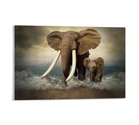 Wildlife Elephant Baby Elephant in The Sea And Shore Poster Poster Vintage Art, Wall Canvas, Decoration Aesthetic, Living Room, Kids Room Dormitory, Cafe, Bathroom, Suitable for Bedroom, Gym, Cool Cla