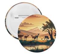 Wildlife Family Badge Metal Round Pins, Lightweight Brooch for Backpack, Fashion Button Pins Badge for Shirts, Jackets, Shawl Coat, Unisex, 5PCS, Tinplate, metal round pins