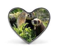 Wildlife Ferret Button Pin Elegant Heart Lapel Pin Fashion Love Printed Brooch Badge Funny Enamel Pins Brooch Pins Pinback Button Badges for Bag Jacket Clothes Accessories
