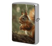 Wildlife Forest Squirrel Lighter Case Pouch Double-Sided Metal Lighter Sleeve Scratch & Drop Resistant Lighters Protector Fits Standard Kerosene Lighters Pocket Protective Cover for Camping Party