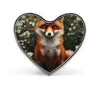 Wildlife Fox Badge Heart Shape Cute Brooch Pins Button Badges for Backpack Jackets Hats Decor