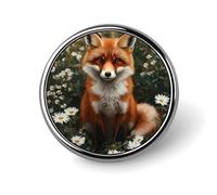 Wildlife Fox Round Badge Cute Brooch Pins Button Badges for Backpack Jackets Hats Decor