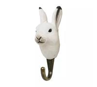 WILDLIFEGARDEN - Hook Mountain Hare (WG510) - Hand Carved Decorative Coat Hook, Wall Mounted, Made of Wood and Metal - European Animals Collection